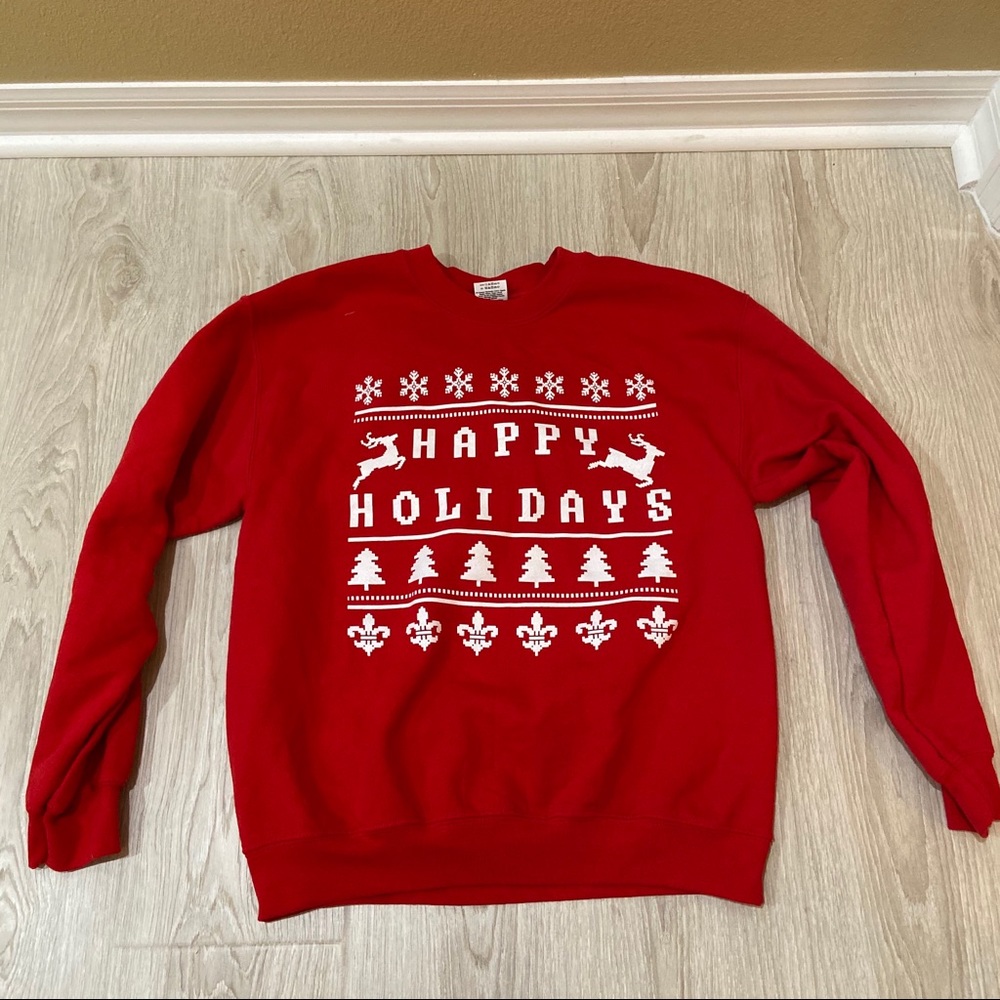 Medium Christmas Sweater “happy holidays”